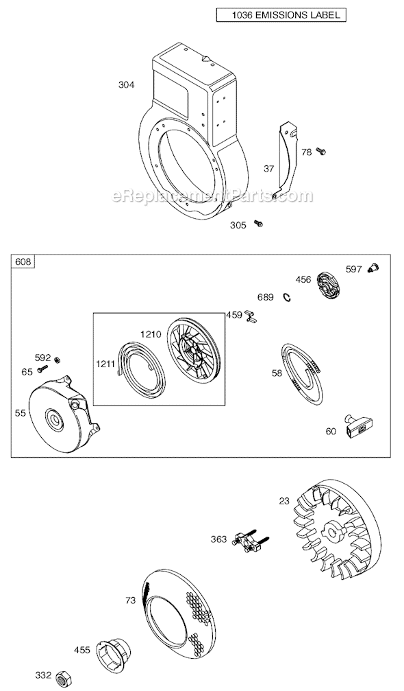 Page D Diagram and Parts List for 91400SERIES 0120, 0130 Briggs and Stratton Engine